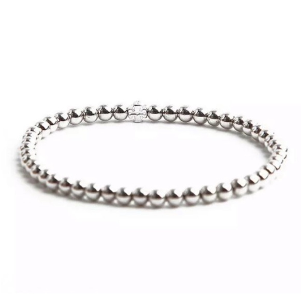 NEW Tory Burch Silver Metal Beaded Bracelet - Picture 4 of 9